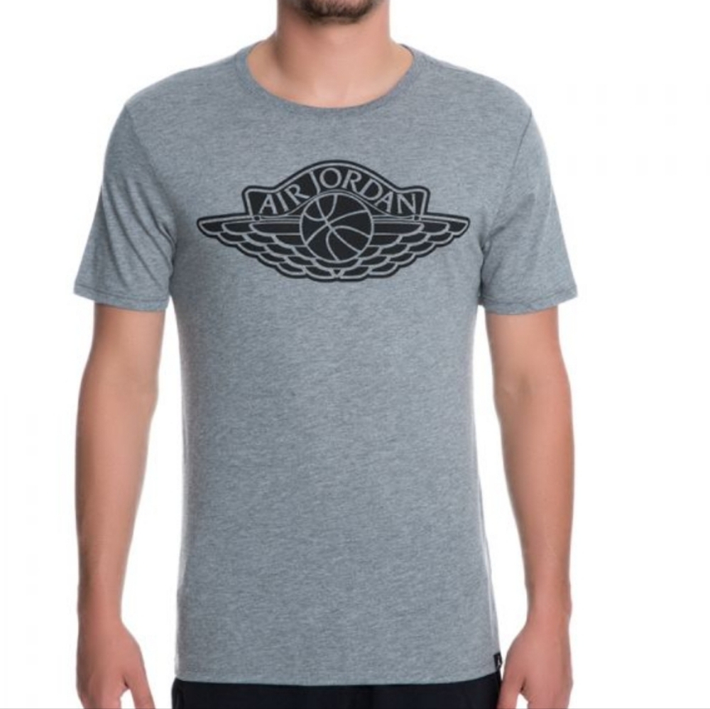 JORDAN Big & TALL SIZE 4XL Gray Short Sleeve T-SHIRT Black Logo NIKE JORDAN FLIG